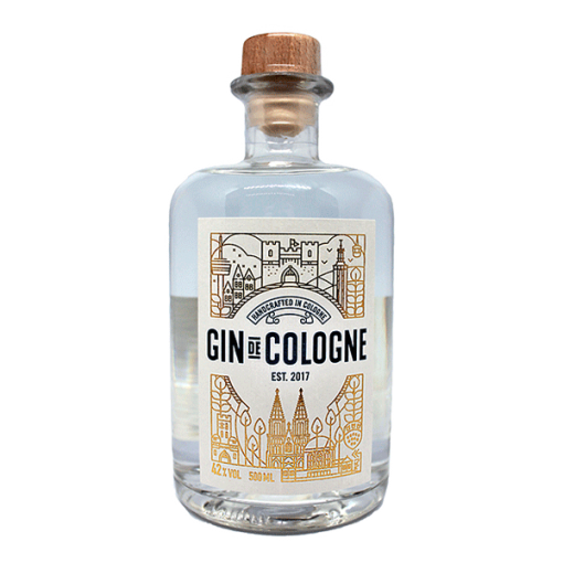Eine Flasche Gin der Marke Gin de Cologne