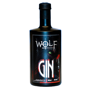 Eine Flasche Gin der Marke Wolf Gin