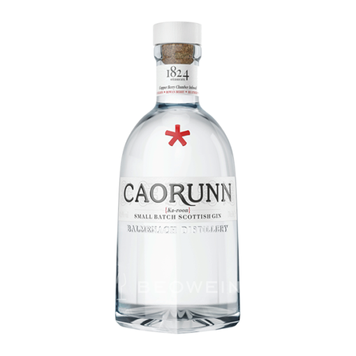 Eine Flasche Gin der Marke Caorunn