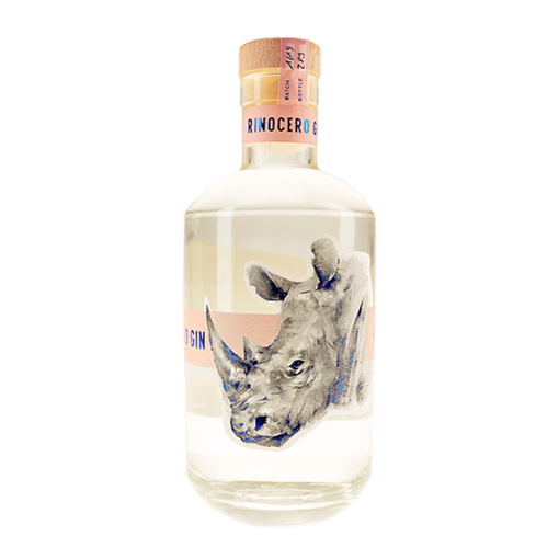 Eine Flasche des Rinocero Gins